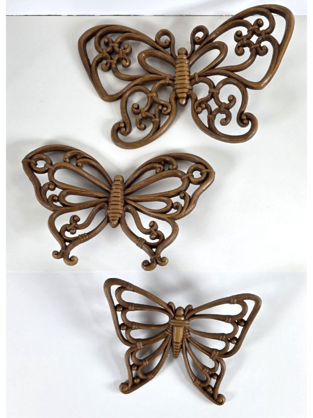 Vintage MCM Homco Butterfly Wall Decor Set of 3 1970's Mid Century Boho Whimsy